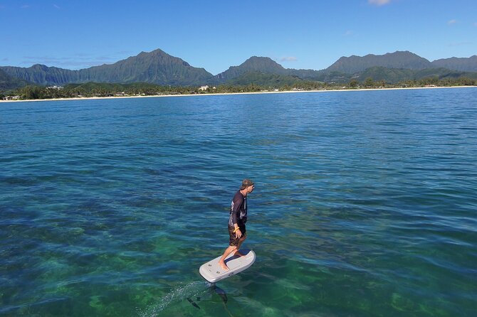#1 eFoil 1.25 hr or 2 hr wing foil or windsurf or kayak lesson - What happens at Kailua Beach Park