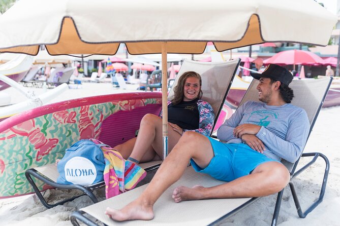Beach Umbrella and Chair Set Rental - The Diamond Head view and the Royal Hawaiian setting
