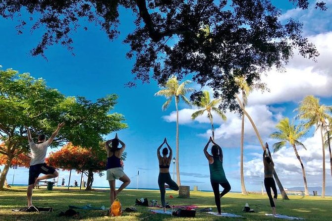 Beach Yoga on Waikiki with Diamondhead Backdrop - How the instruction works for beginners