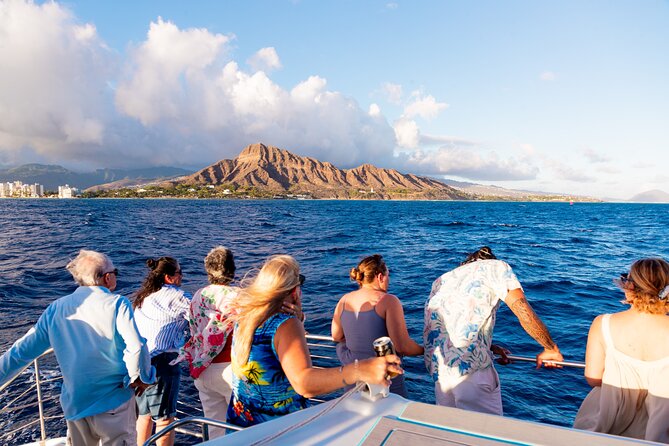 Board from Waikiki Beach for a scenic Sunset Sail on the Hāwea - Drinks, music, and the onboard mood
