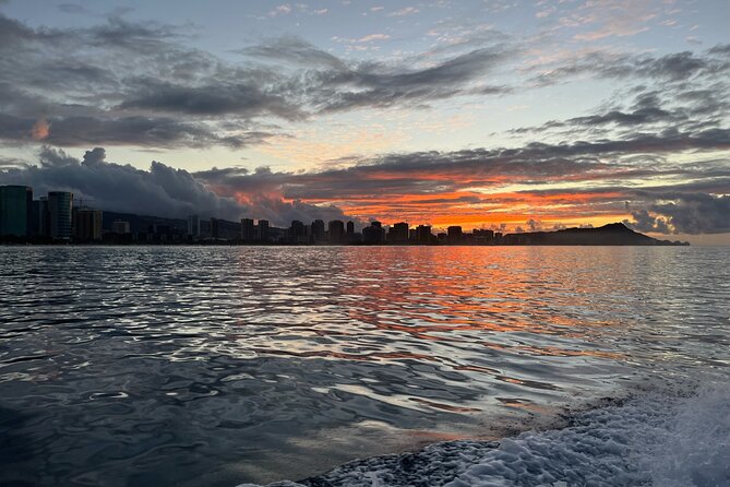 Friday Night Waikiki Fireworks Cruise - Waiting offshore for the Hilton fireworks