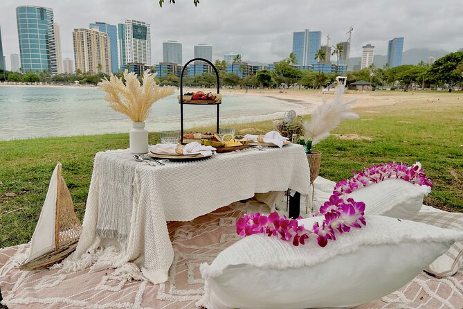 Hawaii Beach Picnic Date - Flowers, Sign, and Speaker Add Occasion