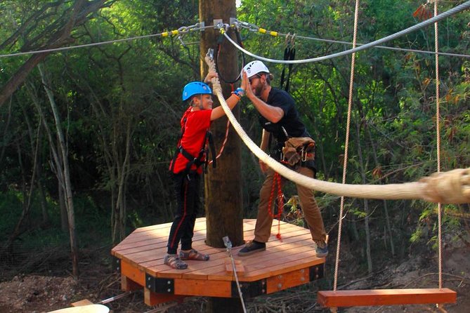 High Ropes Adventure Course at Coral Crater - Getting fitted for the Adventure Tower