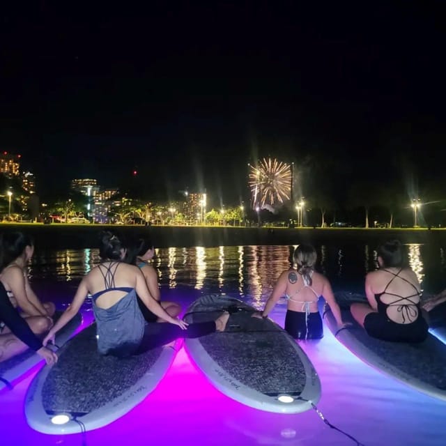 Honolulu: Fireworks Glow and Flow Yoga Class - Fireworks from the water