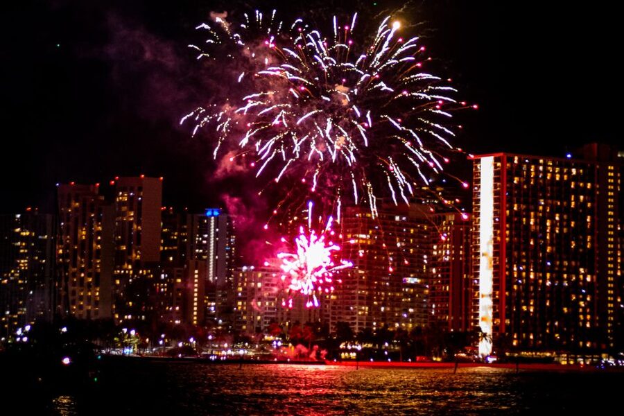 Honolulu: Friday Night Fireworks Cruise with Music - Boarding the Island Princess catamaran