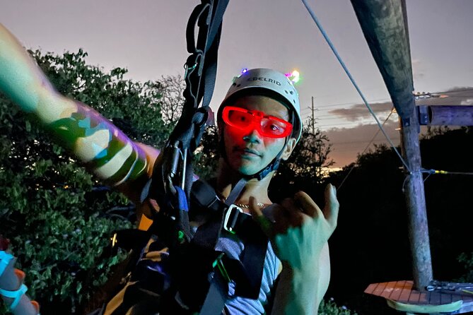 Night Zipline: 3 Zipline Adrenaline Adventure - The nighttime setting and campfire finish