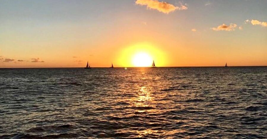 Oahu: Waikiki Glass Bottom Boat Sunset Cruise - Waikīkī from the water during the first hour