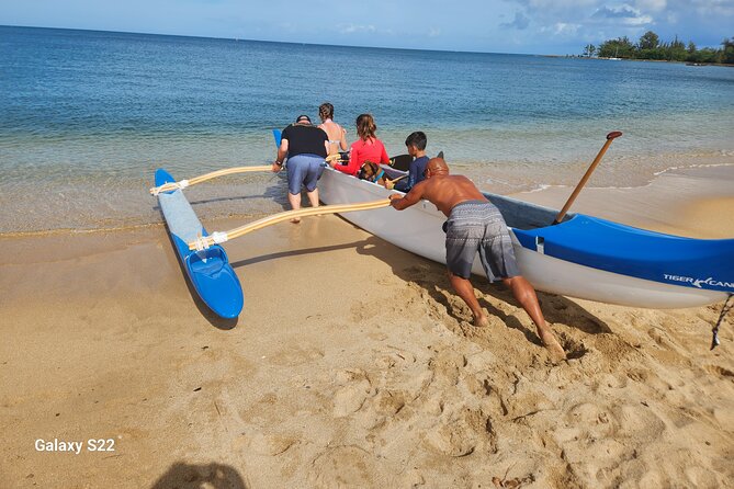 Private North Shore Hawaiian outrigger Canoe and turtle adventure - Guides Steve, James, and JC set the tone