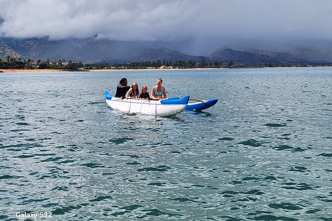 Private North Shore Hawaiian outrigger Canoe and turtle adventure - From Haleiwa Beach Park toward North Shore waters