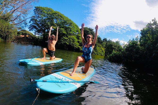 Stand-Up Paddle Yoga on the North Shore of Oahu - Paddling through the bay and into the Anahulu River