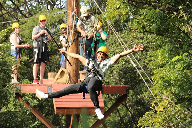 Zip & Dip: Zipline and Wet 'n' Wild Waterpark Combo - Coral Crater zip lines start the day